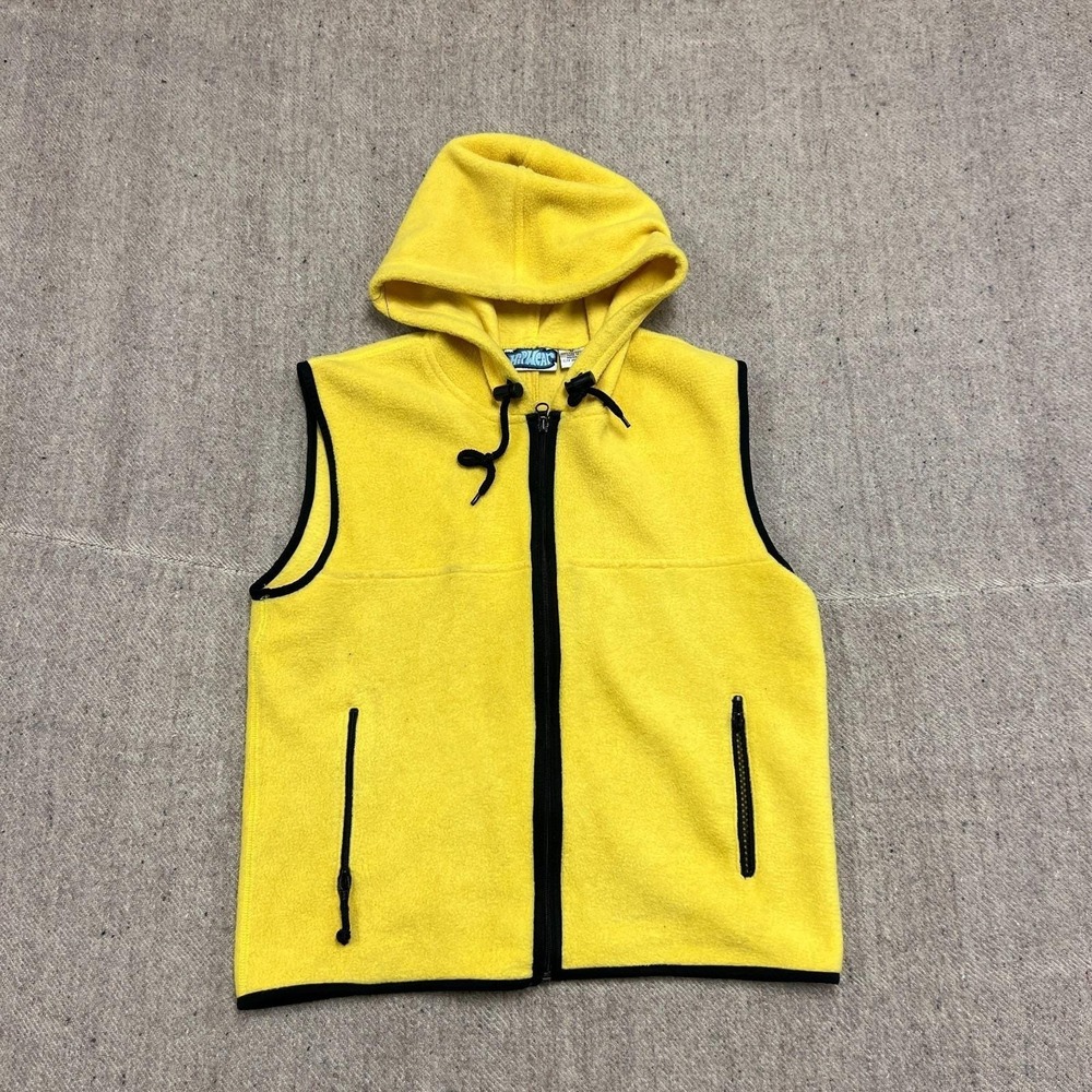 Vintage Hip Wear Vest Mens Medium Yellow 2000s Y2K Hooded